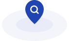 Decorative pin illustration with magnifying glass representing search and discovery